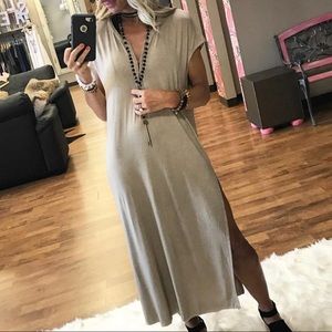 Sz SMALL tan midi dress